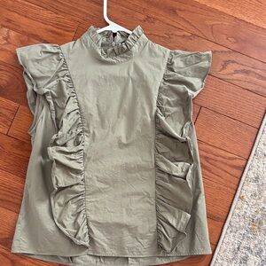 Zara Sage Ruffled Blouse